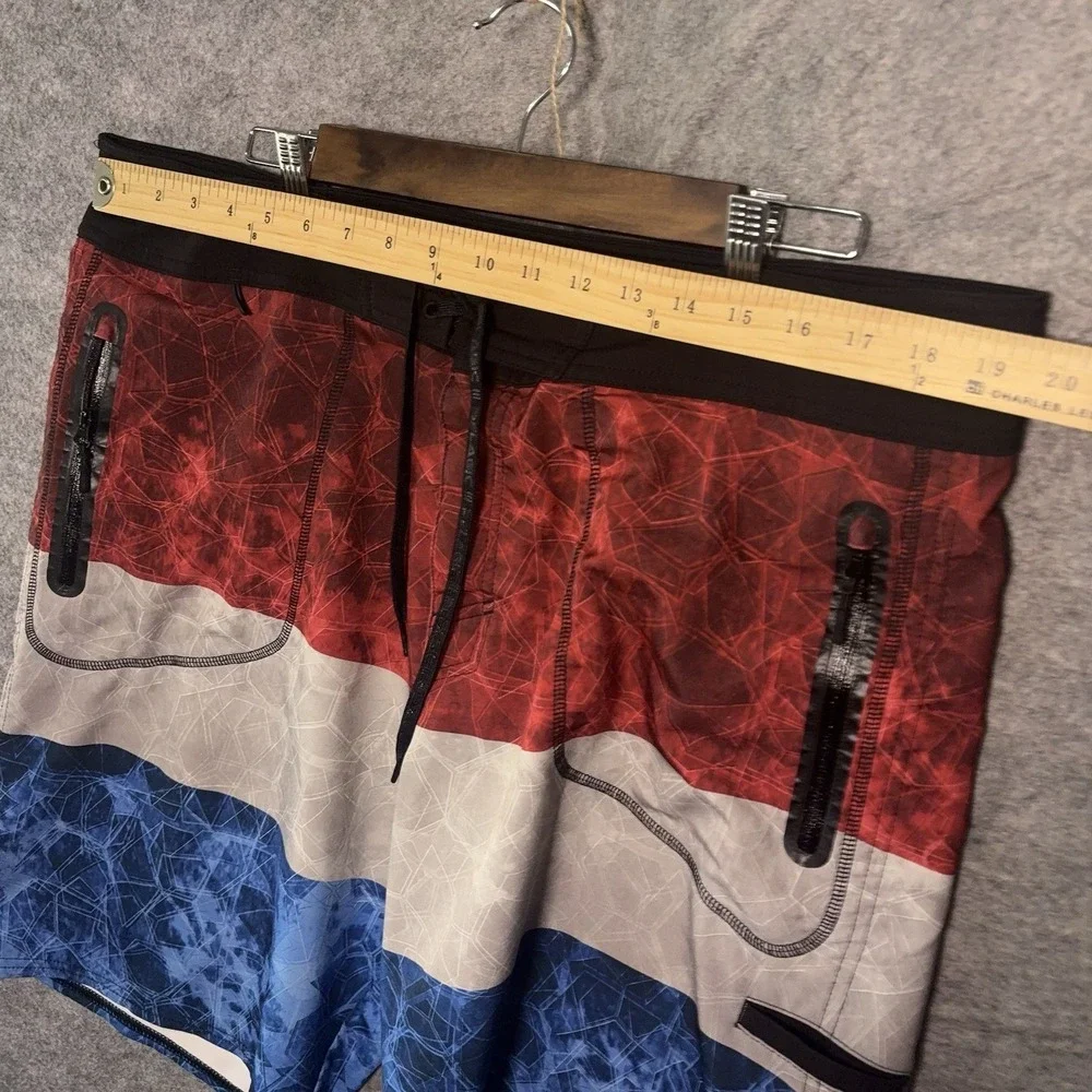 Pelagic Board Shorts Mens 38 Red White‎ Blue Hydro Lite Pro USA Patriot